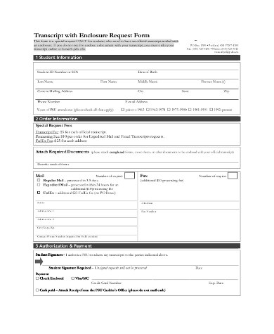 18 Printable Sample Transcript Request Letter Forms And Templates