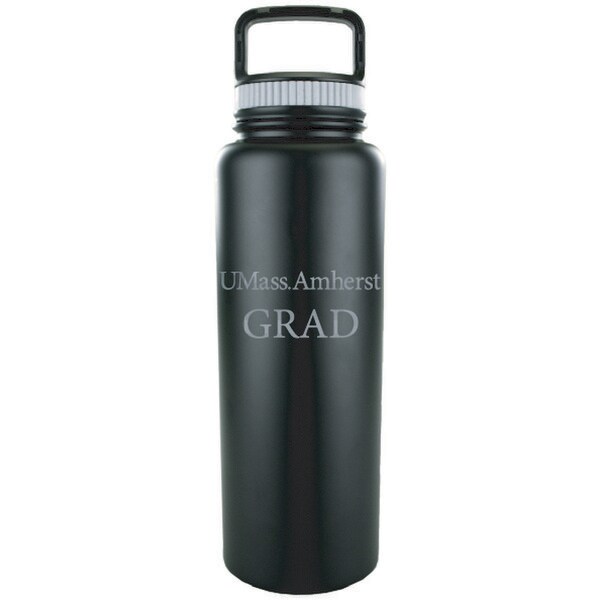 24 Oz Laser Etched Umass Amherst Grad Bottle Black Umass Store