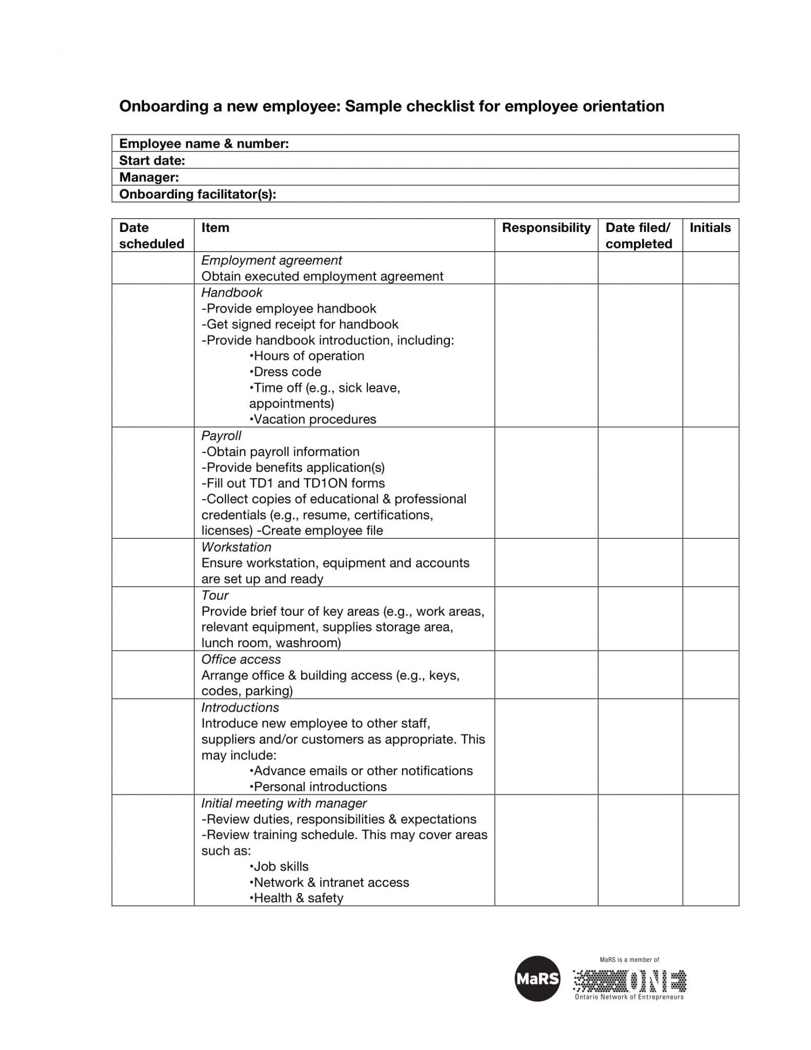 46 Sample Orientation Checklists In Pdf Ms Word