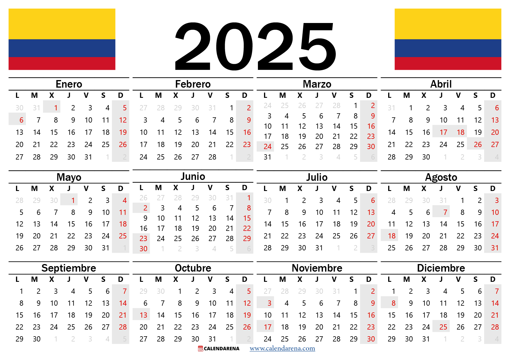 Calendario Colombia Con Festivos 2025 Axel Vega