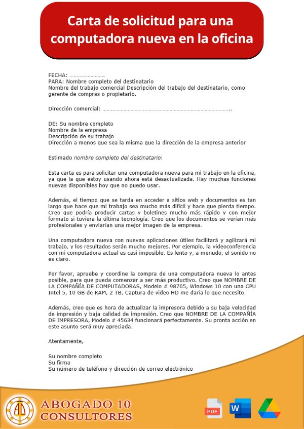 Escribir Una Carta De Solicitud Para Una Computadora Nueva En La