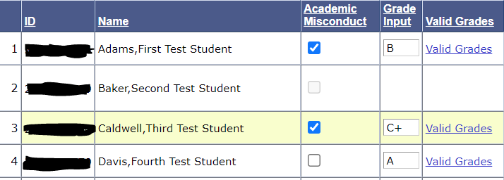 Grade Value Explanation Grade Options Grade Values Explanations