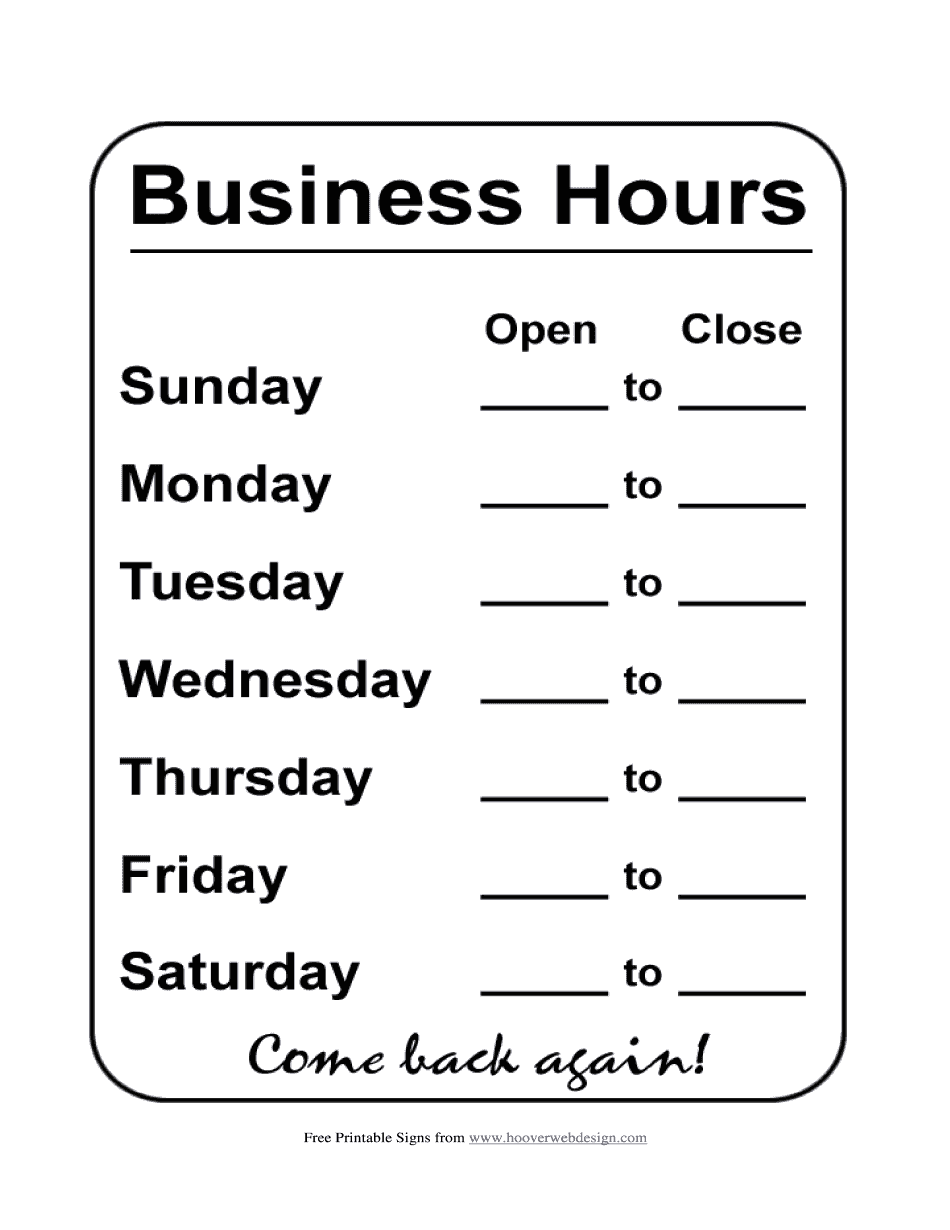 Hr Office Hours Template Postermywall