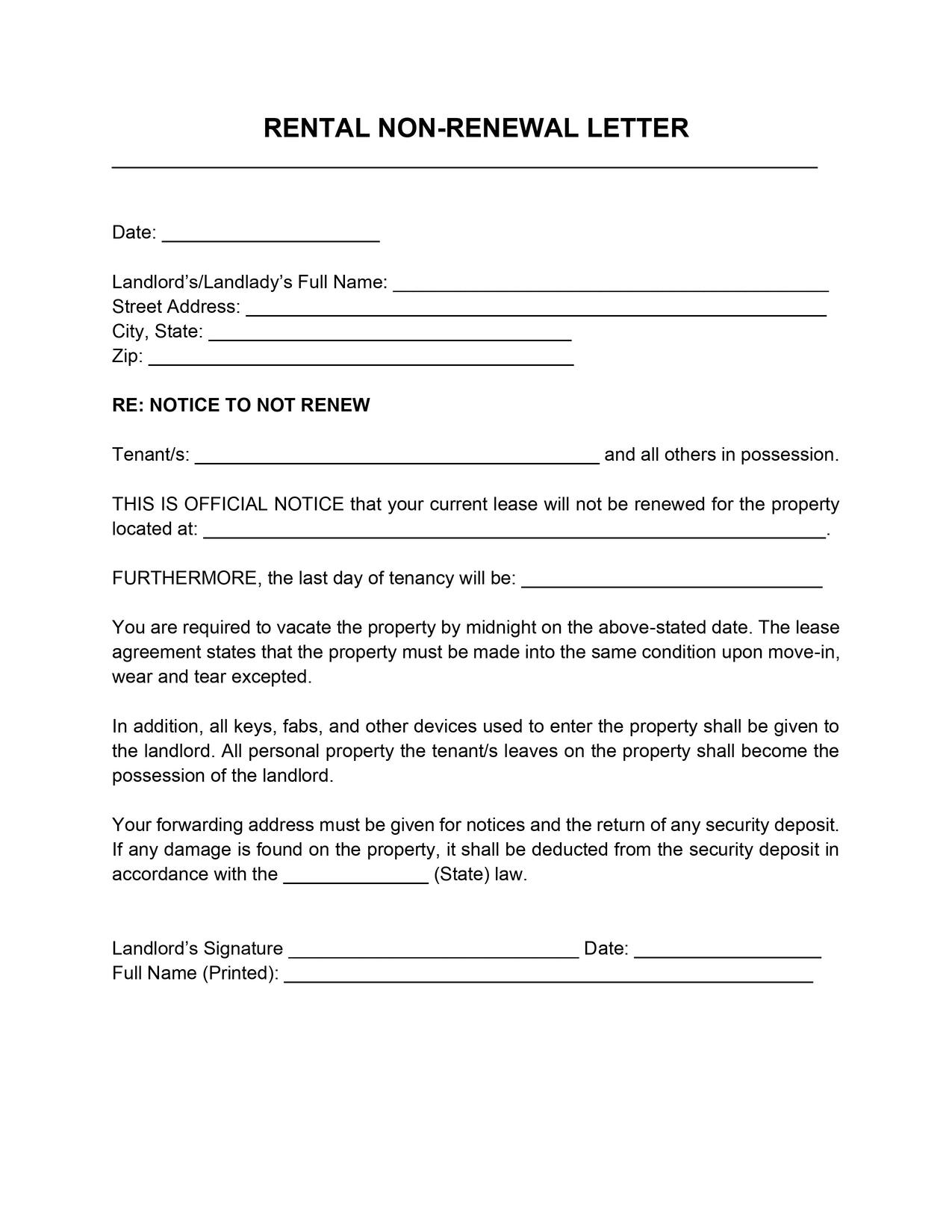 Lease Renewal Letter How To Write Samples