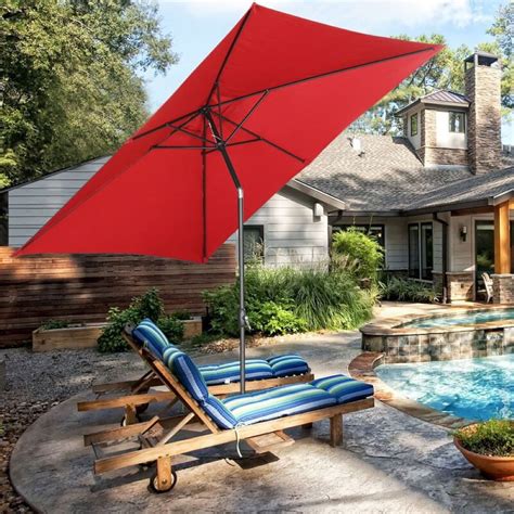 Outdoor Basic 10X6 5Ft Rectangle Patio Umbrella With Tilt And Crank