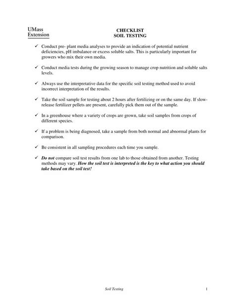 Pdf Checklist Soil Testing Umass Amherst Pdf Filesoil Testing 1