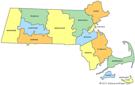 Printable Massachusetts Maps State Outline County Cities