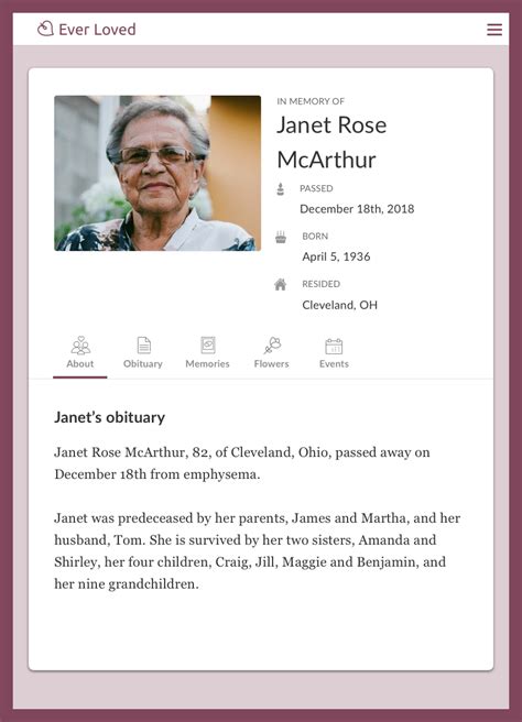 Publish A Free Online Obituary Ever Loved