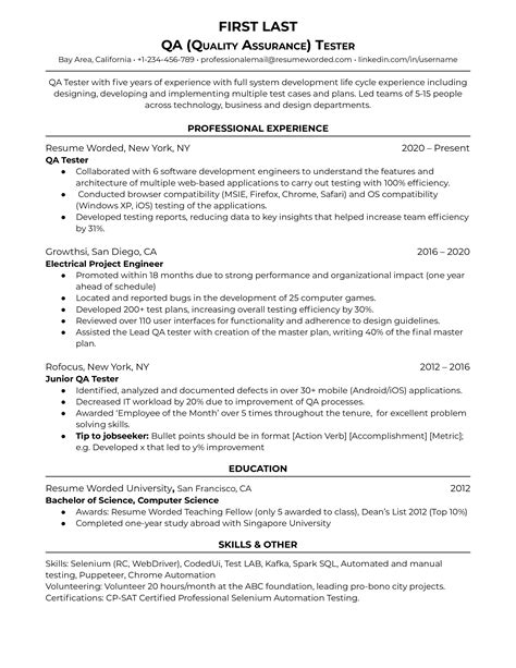 Qa Resume Pdf