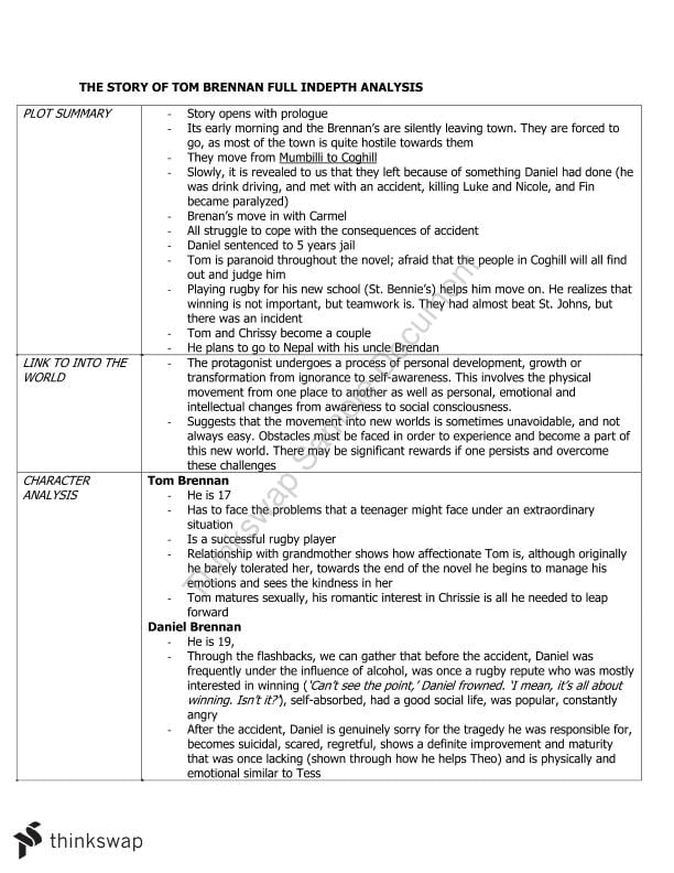 The Story Of Tom Brennan Full Indepth Analysis English Standard