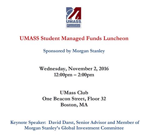 Umass Student Managed Funds Luncheon Umass Boston Graduate Student Managed Fund